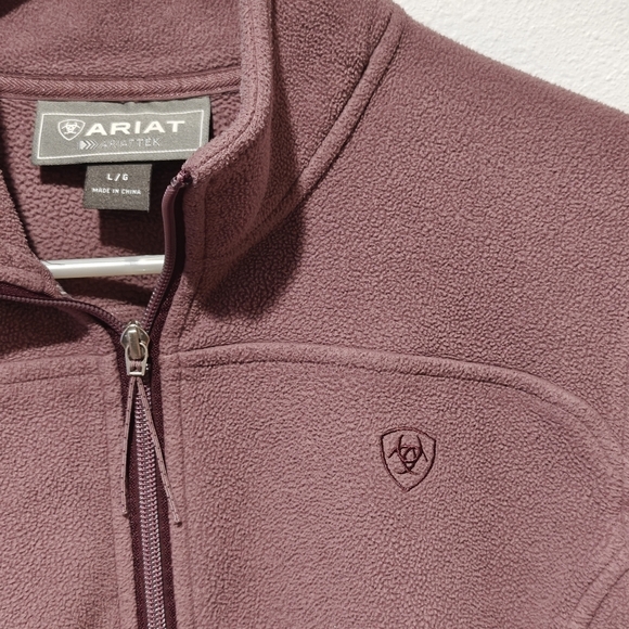 Ariat Fleece Jacket Size Large Mauve Purple Zip Pockets Coastal Cowgirl - Picture 5 of 9